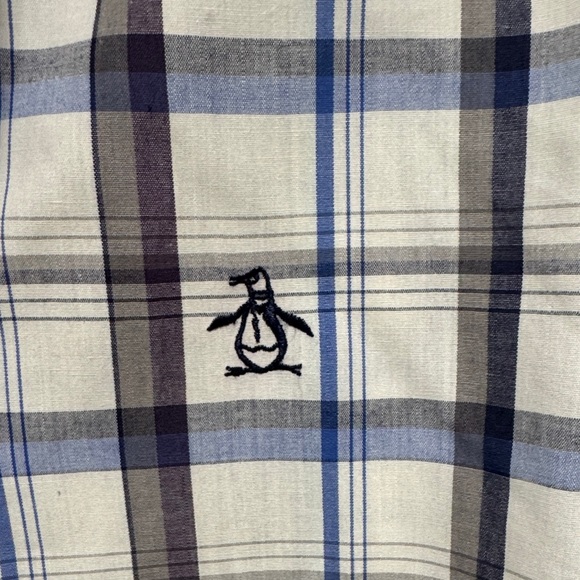 Original Penguin Men's White and Blue Checkered Shirt - Picture 3 of 6